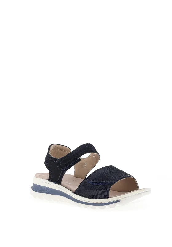 Ara Tampa Shimmering Leather Velcro Strap Sandals, Blue