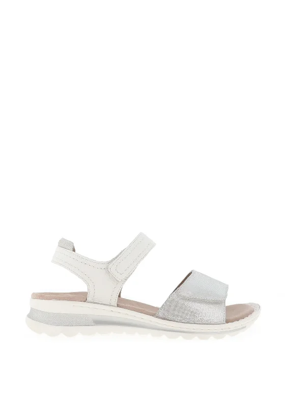 Ara Tampa Shimmering Leather Velcro Strap Sandals, Fog