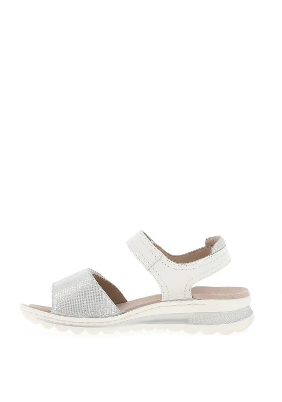 Ara Tampa Shimmering Leather Velcro Strap Sandals, Fog