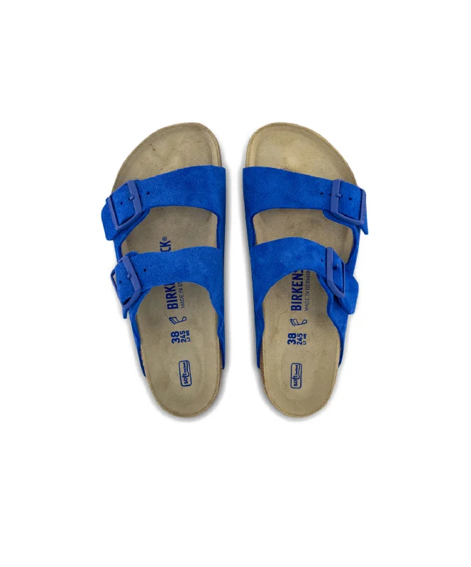 Birkenstock Arizona Suede Leather Ultra Blue Soft Footbed Sandals