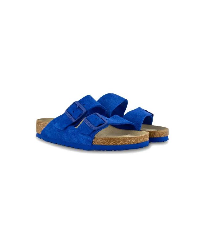 Birkenstock Arizona Suede Leather Ultra Blue Soft Footbed Sandals