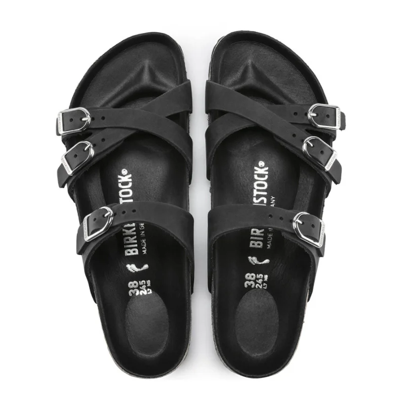 Birkenstock Franca Hex Narrow Slide Sandal (Women) - Black Oiled Leather