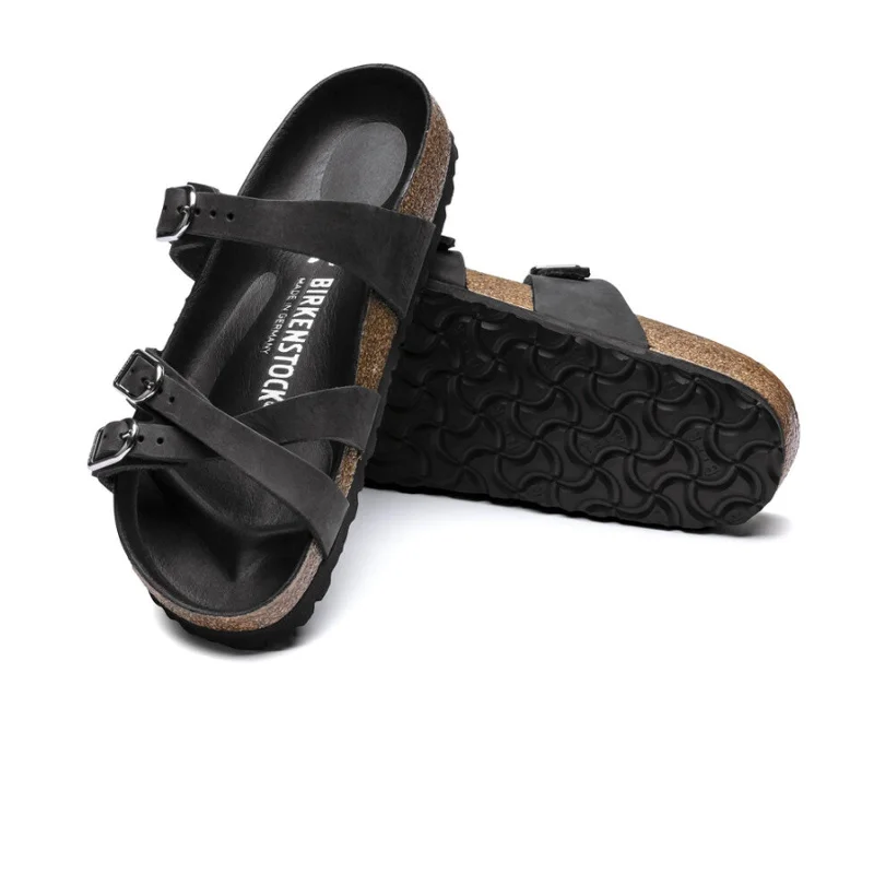 Birkenstock Franca Hex Narrow Slide Sandal (Women) - Black Oiled Leather