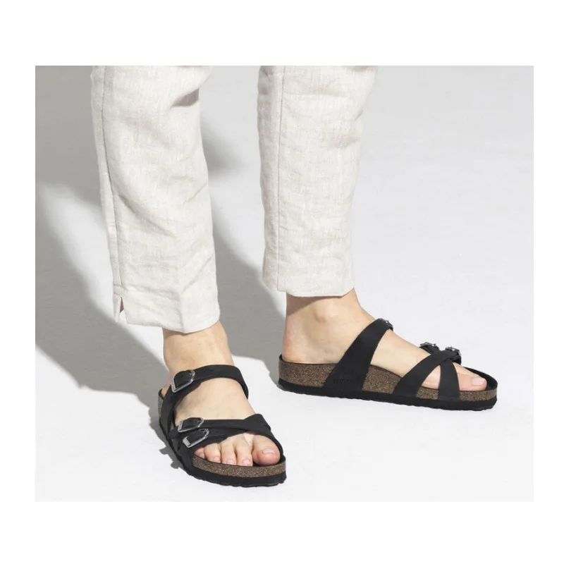 Birkenstock Franca Hex Narrow Slide Sandal (Women) - Black Oiled Leather