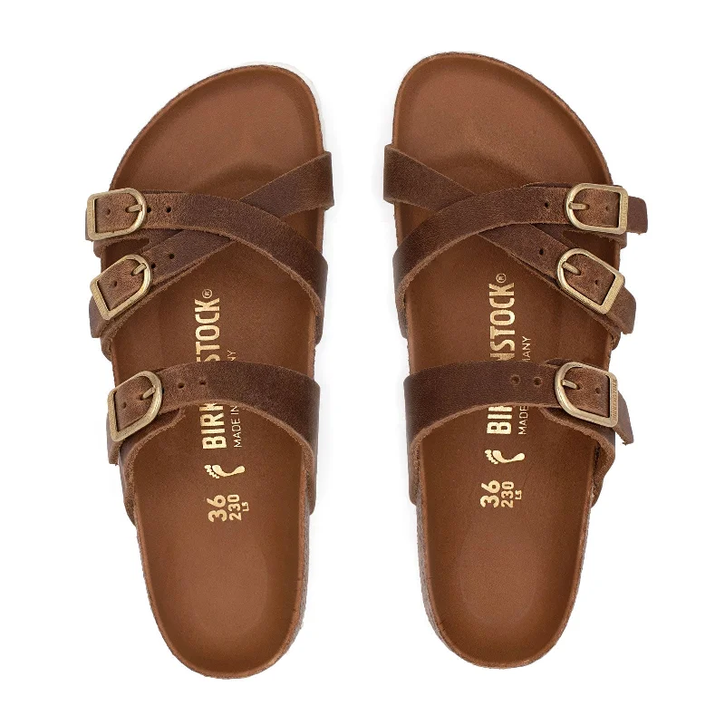 Birkenstock Franca Hex Narrow Slide Sandal (Women) - Cognac Oiled Leather