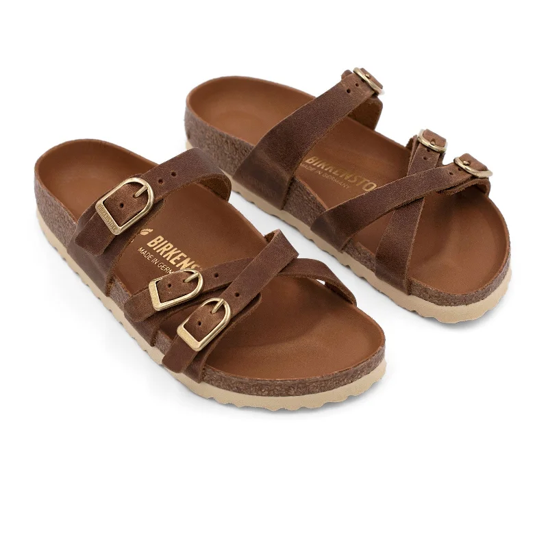 Birkenstock Franca Hex Narrow Slide Sandal (Women) - Cognac Oiled Leather