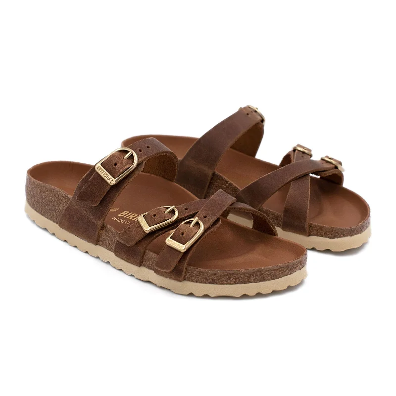 Birkenstock Franca Hex Narrow Slide Sandal (Women) - Cognac Oiled Leather