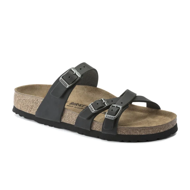 Birkenstock Franca Narrow Slide Sandal (Women) - Black Oiled Leather