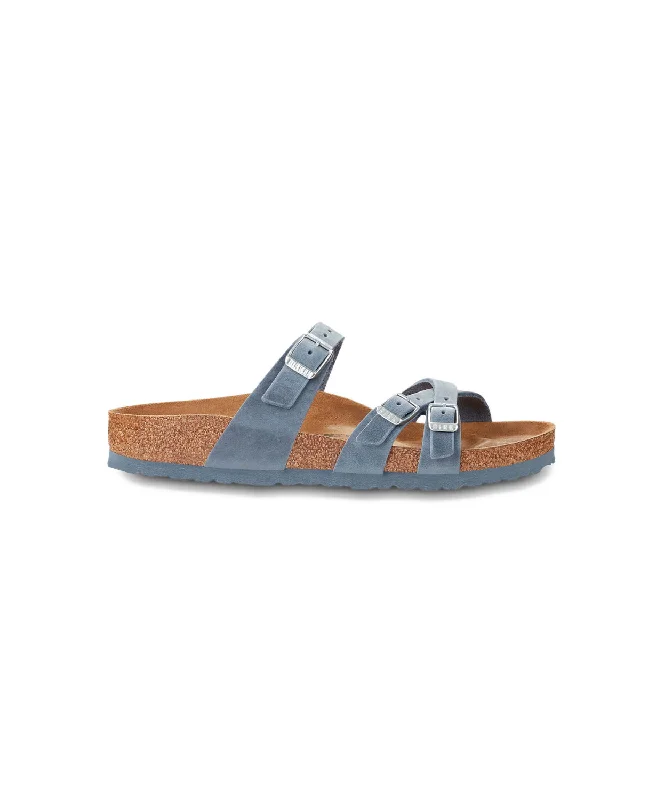 Birkenstock Franca Oiled Leather Dusty Blue Sandals