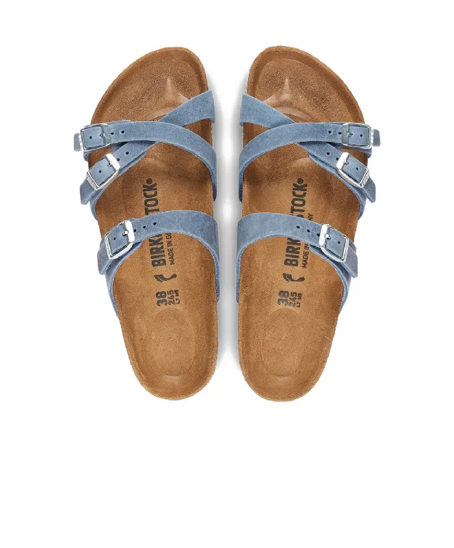 Birkenstock Franca Oiled Leather Dusty Blue Sandals