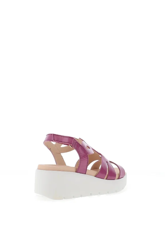 CallagHan Bera Leather Cut Out Sandals, Magenta