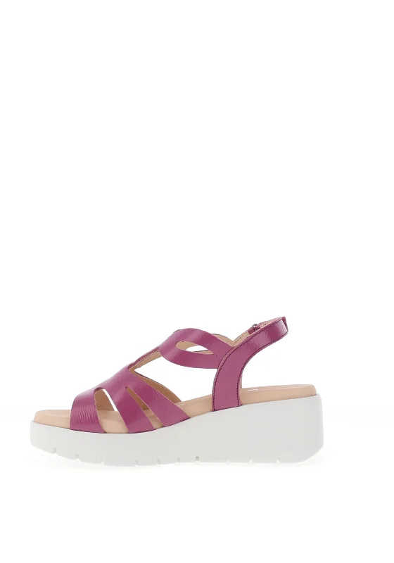 CallagHan Bera Leather Cut Out Sandals, Magenta