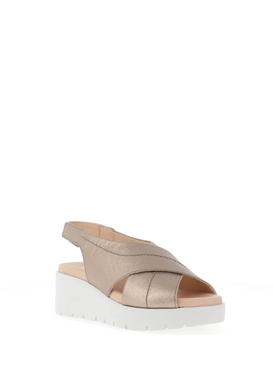 CallagHan Bera Leather Pearlescent Platform Sandals, Mink