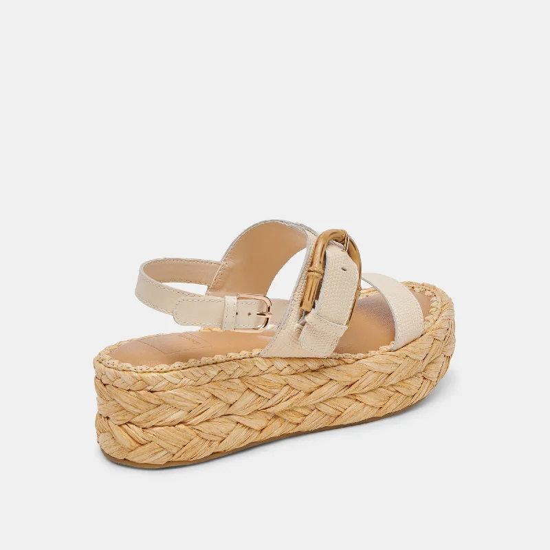 CHERA SANDALS BONE EMBOSSED LEATHER