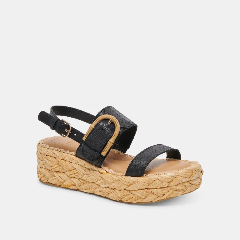 CHERA SANDALS ONYX EMBOSSED LEATHER