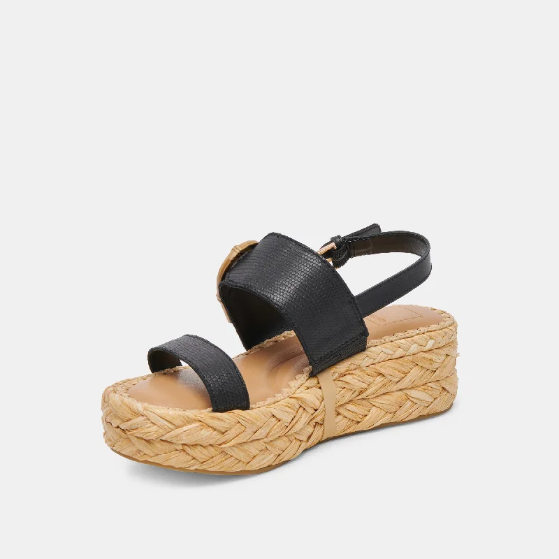 CHERA SANDALS ONYX EMBOSSED LEATHER