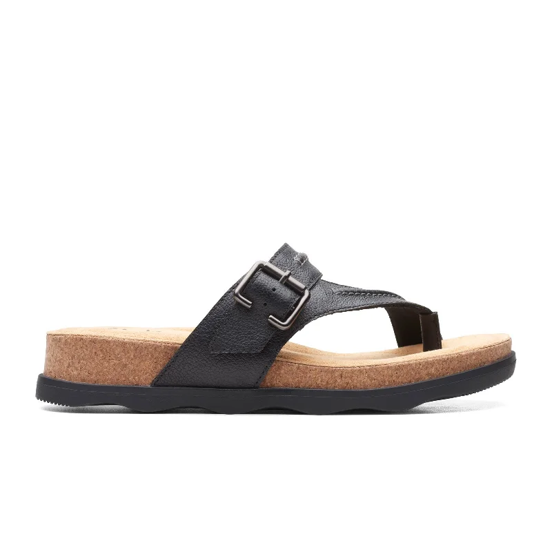 Clarks Brynn Madi Thong Sandal (Women) - Black Leather