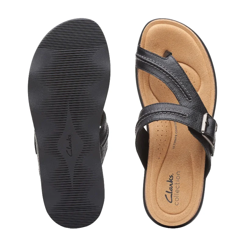 Clarks Brynn Madi Thong Sandal (Women) - Black Leather