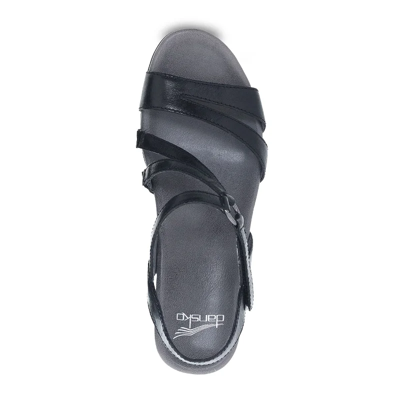 Dansko Addyson Wedge Sandal (Women) - Black Glazed Kid Leather