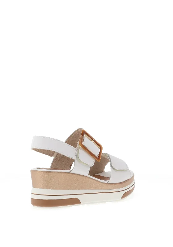 Remonte Leather Velcro Strap Sandals, White