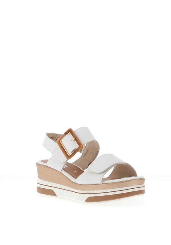 Remonte Leather Velcro Strap Sandals, White