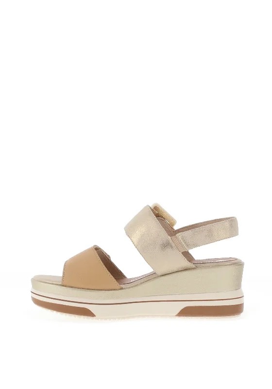 Remonte Leather Velcro Strap Sandals, Metallic