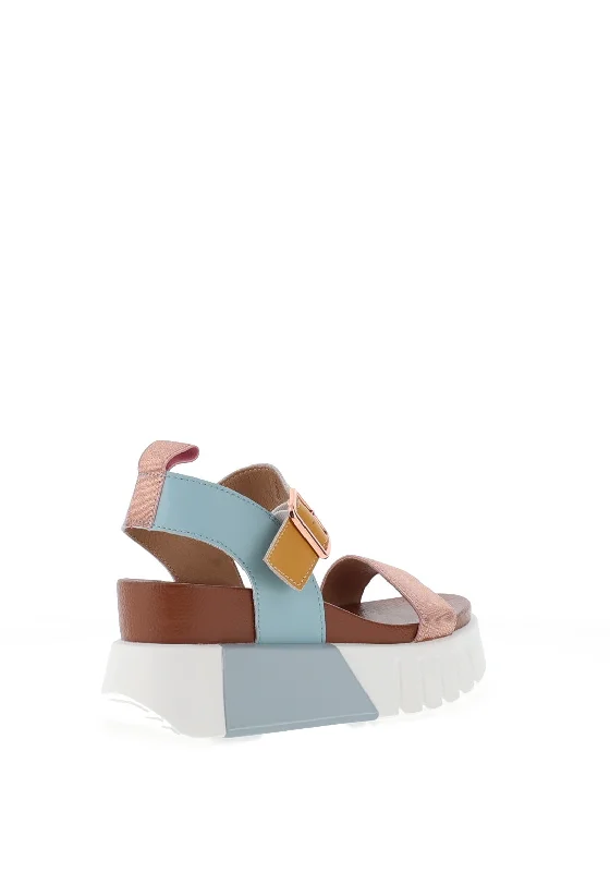 Redz Leather Colour Block Platform Sandals, Multi