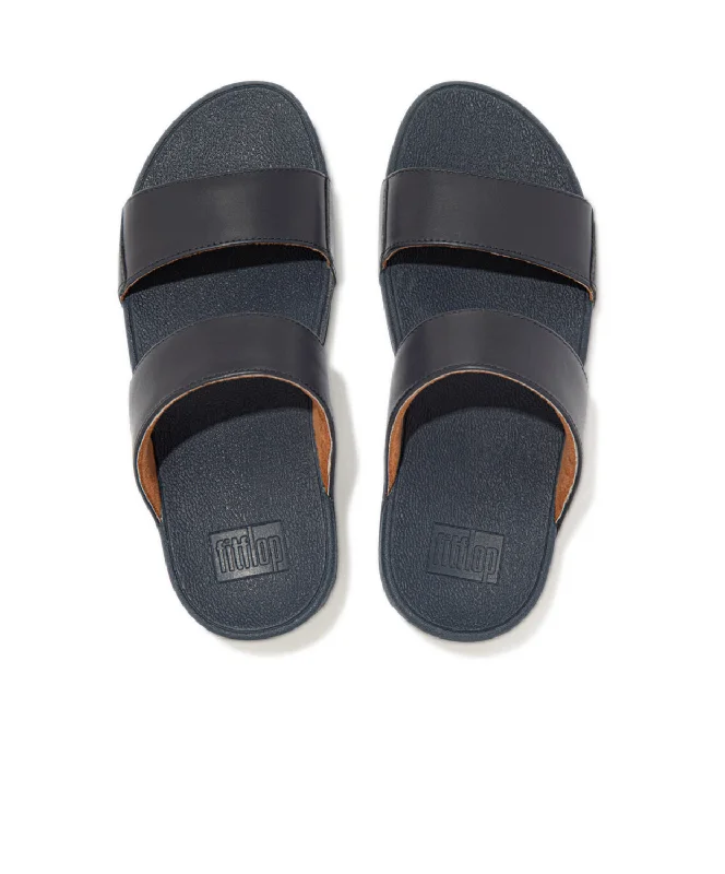 FitFlop Lulu Leather Slides Navy