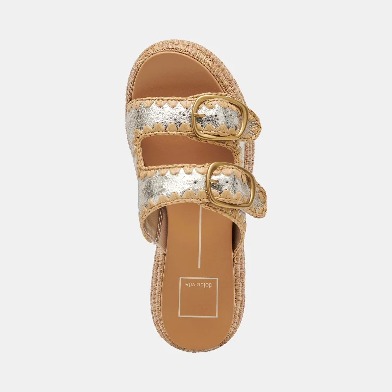 WANIKA SANDALS PLATINUM CRACKLED LEATHER