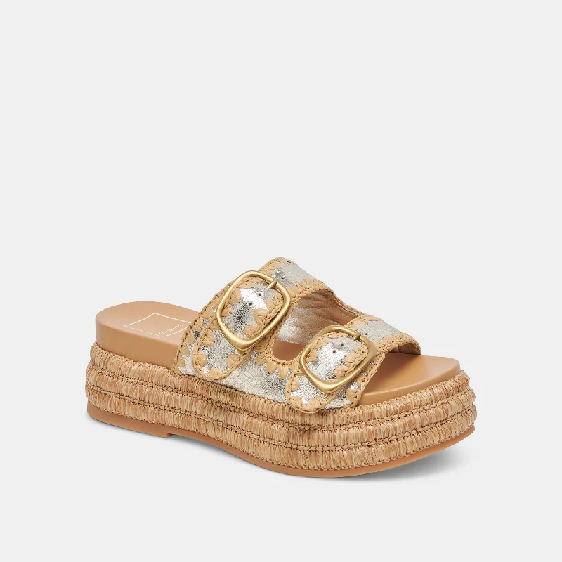 WANIKA SANDALS PLATINUM CRACKLED LEATHER